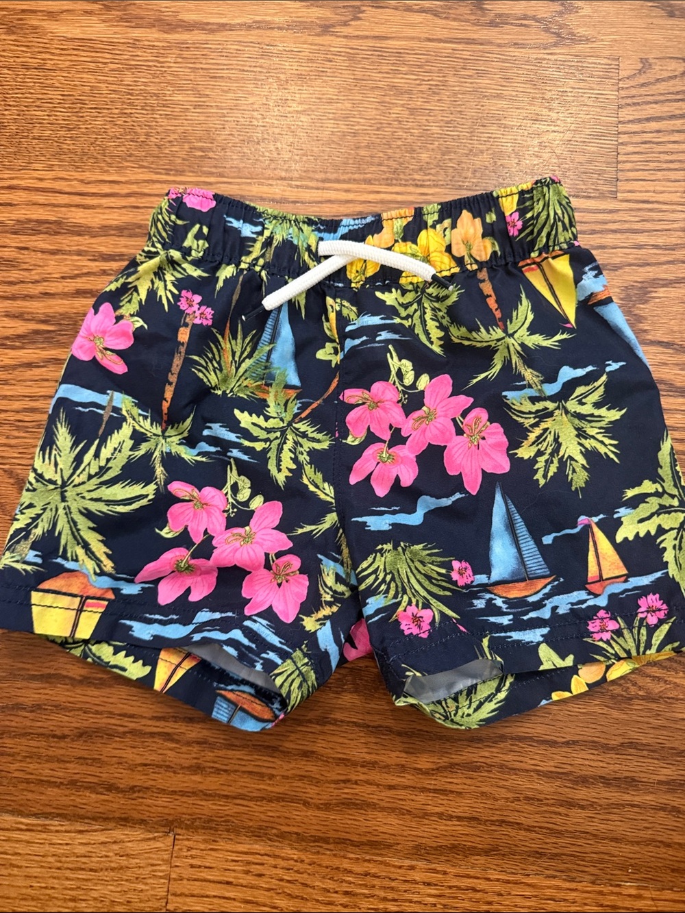 Toddlee Navy Floral Tropical Swim Shorts